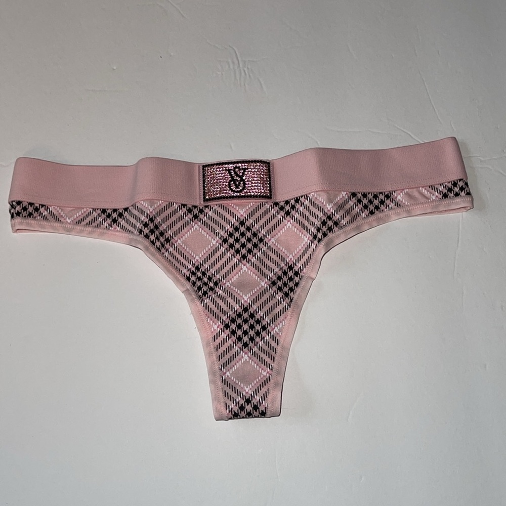 Victorias Secret Logo Cotton Shine Patch Thong Panty Underwear. NWT - Picture 6 of 11